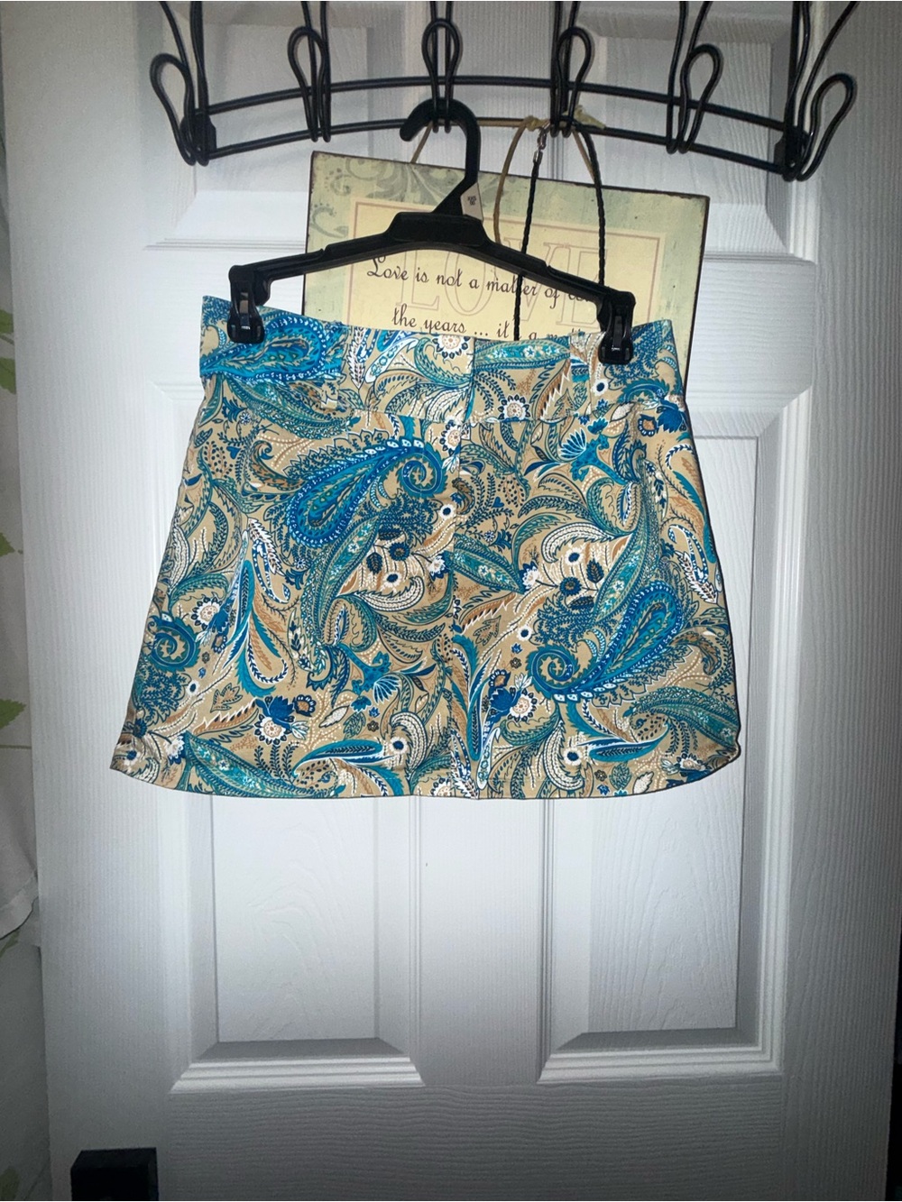 Paisley Mini Skirt in Blue & Tan